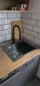 Küchenarmatur Wasserhahn Küche Edelstahl mit Herausziehbarer Spültischarmatur mit Hoher Auslauf für die Küche Delvant AYRO schwarz Kunden-Foto 1