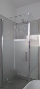doporro Eck-Duschkabine 90x90x195cm Eckdusche ESG-Sicherheitsglas Milchglas Streifen inkl. beidseitiger Easy-Clean-Beschichtung Ravenna36MS-Plus Kunden-Foto 1
