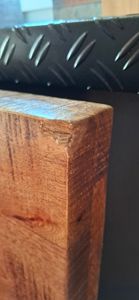 Massiver Industrial Esstisch GALAXIE 160cm Mangoholz sternenförmiges Gestell Kunden-Foto 1
