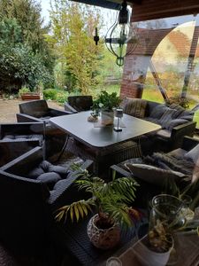 Gartentisch Dublin 115 x 115 cm | Aschgrau |  Rattan & Keramik Kunden-Foto 1