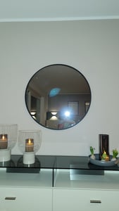 SONGMICS Wandspiegel, runder Badezimmerspiegel mit Metallrahmen, Ø 76 cm, Tintenschwarz Kunden-Foto 1
