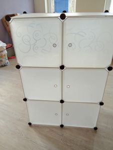 XMTECH DIY Regalsystem Kleiderschrank mit Tür Steckregal Kleiderschrank Garderobenschrank aus Kunststoff 16 Boxen, Schwarz Kunden-Foto 1