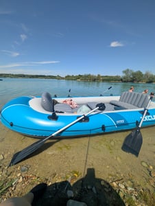 INTEX 66324NP Schlauchboot Excursion 4 Set mit Paddel Luftpumpe 500kg Paddelboot Kunden-Foto 1
