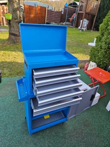 FCH Werkzeugschrank aus Metall, Kombi-Rollschrank mit tragbaren Werkzeugkästen, mobiler Werkstattwagen mit 4 Schubladen (Schwarz) Kunden-Foto 1