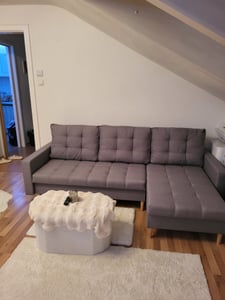 Ecksofa mit Schlaffunktion, Schlafcouch Ausziehbar ELMA, Schlaffläche 200x140cm,  Grau Kunden-Foto 4
