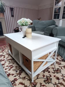 VASAGLE Couchtisch, höhenverstellbar, versteckter Stauraum, 60 x 120 x (48-62) cm Kunden-Foto 4