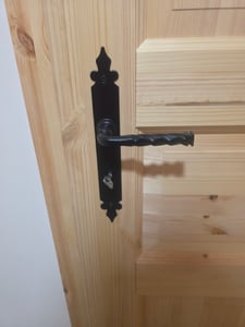 Türgriff Türklinke Türbeschlag aus Metall Schwarz matt auf Schild Profilzylinder Kunden-Foto 2