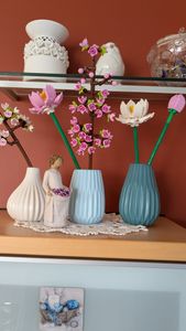 Vase Wilma H13 cm  Ø 9 cm braun/hellbraun/weiß  Steingut  3er-Set Kunden-Foto 1