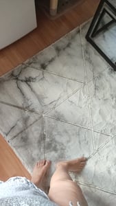 TT Home Wohnzimmer Teppich Kurzflor Wohnzimmerteppich 3D Optik Modern Marmor Design Größe 120 cm Rund Kunden-Foto 1