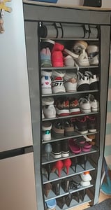 Schuhregal aus Stoff, 160x60x30 cm (HxBxT), zusammenklappbar, feuchtigkeitsbeständig, Metallrahmen, mit Reißverschluss Kunden-Foto 2
