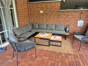 Outdoor Teppich Wetterfest Terrasse Balkon Garten Küchenteppich Einfarbiges Design Flachgewebe Sisal Look Waschbarer Teppich Verschiedene Große : 280 X 370 cm , Farbe : Schwarz Kunden-Foto 8