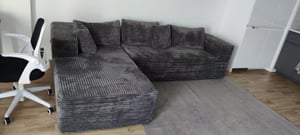 COMHOMASofa Big-Sofa, L-förmige Sofa, Couch Ecksofa, Chaiselongue Schlafsofa mit tiefer Sitzfläche und breiten Armlehnen, Cordstoff, schwarz-R Kunden-Foto 2