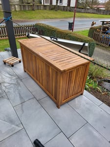 Pudełko do przechowywania wykonane z drewna akacjowego, 115x50x59 cm, z wewnętrznym arkuszem Zdjęcie produktu od klienta nr 1