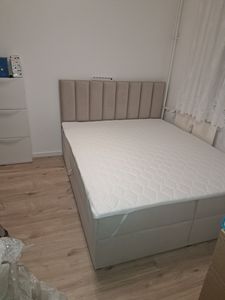 TRADA Boxspringbett 160x200 Palermo mit Bettkästen mit Matratze mit Topper Komplett-Set Polsterbett Bonell H3 Beige Kunden-Foto 2