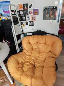 CCLIFE Schaukelstuhl Schaukelsessel Wohnzimmer Relaxstuhl Belastbarkeit Bis 150kg, Hellbraun Kunden-Foto 2