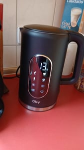 Bollitore Olvy color crema, regolazione della temperatura, 1,7 L – display LCD, 2200 W, senza BPA, funzione di mantenimento del calore, filtro anticalcare, selezione della temperatura 40–100 °C, acciaio inossidabile Foto del cliente 3