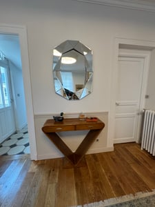 WISFOR Miroir mural Grand Diamant Design, miroir de salle de bain argenté Miroir décoratif mural, miroir en verre pour salle de bain, salon, couloir 100×72 cm Photo du client 1