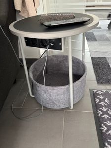 VASAGLE Beistelltisch rund, mit Steckdose, USB-Anschlüsse, Ø45 cm, taubengrau-schiefergrau Kunden-Foto 1