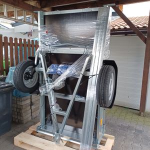 Anhänger Garden Trailer 200 KIPP 200x106 cm 750 kg [mit Hochspriegel, blauer Hochplane und Stützrad] Kunden-Foto 3