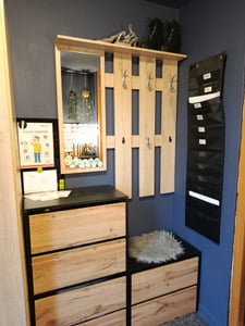 STIV Möbel | Schuhschrank 2-teilig mit Klappen | Schwarz Matt / Eiche Wotan | 60x36x100 cm | modular erweiterbar | modern & praktisch Kunden-Foto 1