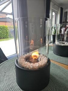 ACXIN Tischkamin Tischfeuer mit Deko Steinen, Edelstahl Bioethanol Tischkamine Indoor Outdoor, Tisch Kaminfeuer für Wohnzimmer Balkon, Rauchfrei & Geruchlos Kunden-Foto 4