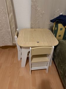 Juskys Kindersitzgruppe Milou - Set mit 2 Stühlen, Tisch & Stauraum - Holz - Natur Kunden-Foto 2