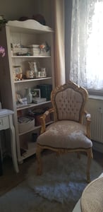 Barockstuhl Barock Stuhl Salon Salonstuhl Armlehne Schwarz Weiß Zebra Stoff Esszimmer Wohnzimmer Büro Flur Schminkstuhl Klassisch Premium Luxus Modern Kunden-Foto 1