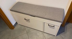 Mondeer Schuhschrank Schuhbank mit Sitzfläche 100 x 52 x 30 cm Grau Kunden-Foto 2