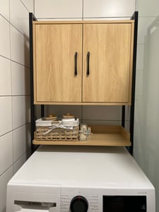 FCH Mobile lavanderia, scaffale per WC con armadio Ripiano regolabile, mobile WC in materiale legnoso e metallo, 64,5 x 30 x 171 cm Foto del cliente 1