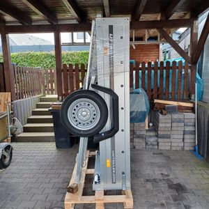 Anhänger Garden Trailer 200 KIPP 200x106 cm 750 kg [mit Hochspriegel, blauer Hochplane und Stützrad] Kunden-Foto 2