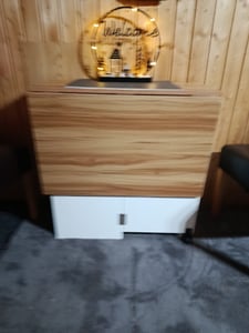 Mondeer Esstisch Klappbarer Küchentisch  mit einer Schublade und zwei Lagerregalkonsolen Esszimmertisch Kaffeetisch mit verstellbaren Füße Kunden-Foto 19