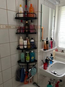Duschablage Duschregal, höhenverstellbar, 95-300cm, 4 Ablagen, 3 Haken Kunden-Foto 4