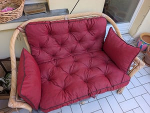 TexDeko® Bankauflage mit Rückenlehne für Hollywoodschaukel  wasserabweisend UV-beständig, 150x50x56cm, Taupe Kunden-Foto 1