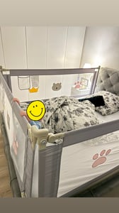 Faziango 3X Bettgitter Bettschutzgitter Kinderbettgitter Bettschutz Babybettgitter Baby Rausfallschutz für Kinder Bett Grau 180+200+200cm Kunden-Foto 1