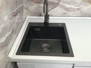 Cecipa Edelstahlspüle 40x45 cm Küchenspüle, Handgefertigte Einbauspüle Spülbecken aus 304 Edelstahl, Kratzfest, mit Siphon für 40er Schrank Kunden-Foto 1