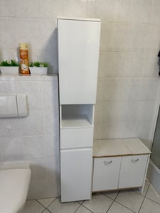 VASAGLE Badezimmerschrank, Badschrank, Badezimmermöbel mit einer Schublade/2 Schubladen, verstellbare Ablagen, offenes Fach Kunden-Foto 1