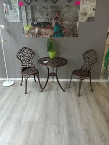 tectake® Bistroset Lyon für 2 Personen, wetterfestes Aluminium Kunden-Foto 2