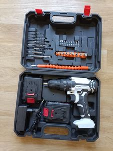 Akkuschrauber, Akku Bohrschrauber Set, Akku-Schlagbohrschrauber, 21V Schlagbohrmaschine, LED-Licht, mit 2x 1500Ah Batterie Kunden-Foto 1