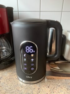 Bollitore Olvy color crema, regolazione della temperatura, 1,7 L – display LCD, 2200 W, senza BPA, funzione di mantenimento del calore, filtro anticalcare, selezione della temperatura 40–100 °C, acciaio inossidabile Foto del cliente 7