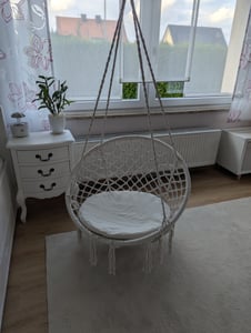 tillvex Chaise suspendue Gris 200kg à suspendre | Chaise suspendue Indoor & Outdoor | Panier suspendu résistant aux intempéries | Panier à bascule avec coussin Photo du client 4