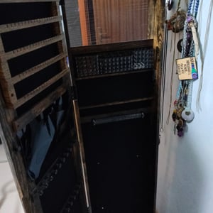 COSTWAY Armadietto per gioielli, armadietto a specchio con rotelle, luci LED e ripiani, specchio verticale, portagioie, specchio a figura intera, viola Foto del cliente 1
