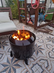 Relaxdays, brasero sin humo, 2 en 1 con parrilla, acero, altura x diámetro: 46x52 cm, esmaltado, brasero con baja emisión de humo, color Foto del cliente 2