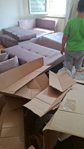 FURMEB24 ASPEN U sofa narożna z funkcją spania półka na pościel 346x188cm, sofa w kształcie litery U, beżowa Zdjęcie produktu od klienta nr 4