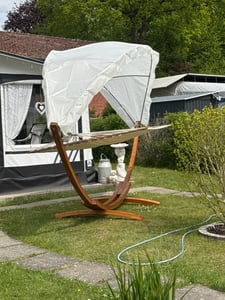 Amaca Fiqops amaca resistente alle intemperie amaca a palo da esterno in legno con telaio XXL amaca da giardino telaio 2 persone 410cm giardino lounger lounger Foto del cliente 3