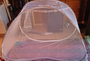 Moskitonetz Bett Pop Up, Faltbares Bett-Moskitonetz, Tragbares Reise-moskitonetz, Moskito-Campingzelt für Schlafzimmer Outdoor Camping,1.2*2m Kunden-Foto 1