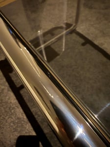 Couchtisch Retro 90cm Sicherheitsglas Schwarz und Chromgestell AMAYA Kunden-Foto 1