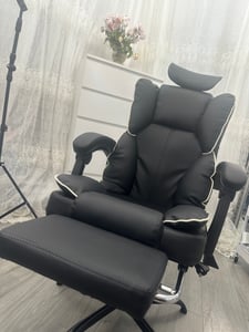 Gaming-Stuhl mit Ventilator, Bürostuhl, Luftkühler und Kühlung – Belüfteter Kühlsitz, mit Liegefunktion,  sanfte Vibrationsmassage, Schwarz Kunden-Foto 21