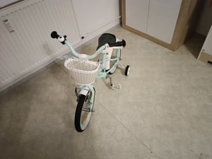 SUN BABY Heart Bike Kinderfahrrad für Mädchen 12 Zoll, ab 2 Jahre, mit Stützrädern, abnehmbarer Schubstange, Korb, Klingel, Rücktrittbremse & V-Brake Kunden-Foto 1