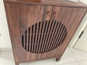 Tribesigns 5-stöckiger Schuhschrank mit runden Lamellentüren, 20 Paar Bauernhaus-Schuhschrank mit verstellbaren Regalen für Eingangsbereich, Flur Kunden-Foto 3