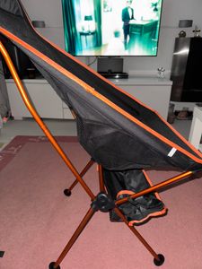 Campingstuhl mit Kopfstütze - bis 150 kg - tragbarer Strandstuhl, Campingstuhl klappbar, Angelstuhl, Dunkelblau Kunden-Foto 1
